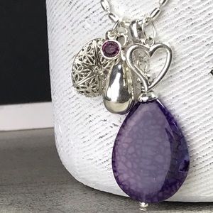 HANDMADE DIFFUSER NECKLACE PURPLE AGATE